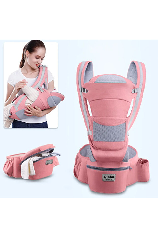 Pink Newborn Ergonomic Baby Carrier Backpack Infant Baby Hipseat Carrier Front Facing Ergonomic Kang