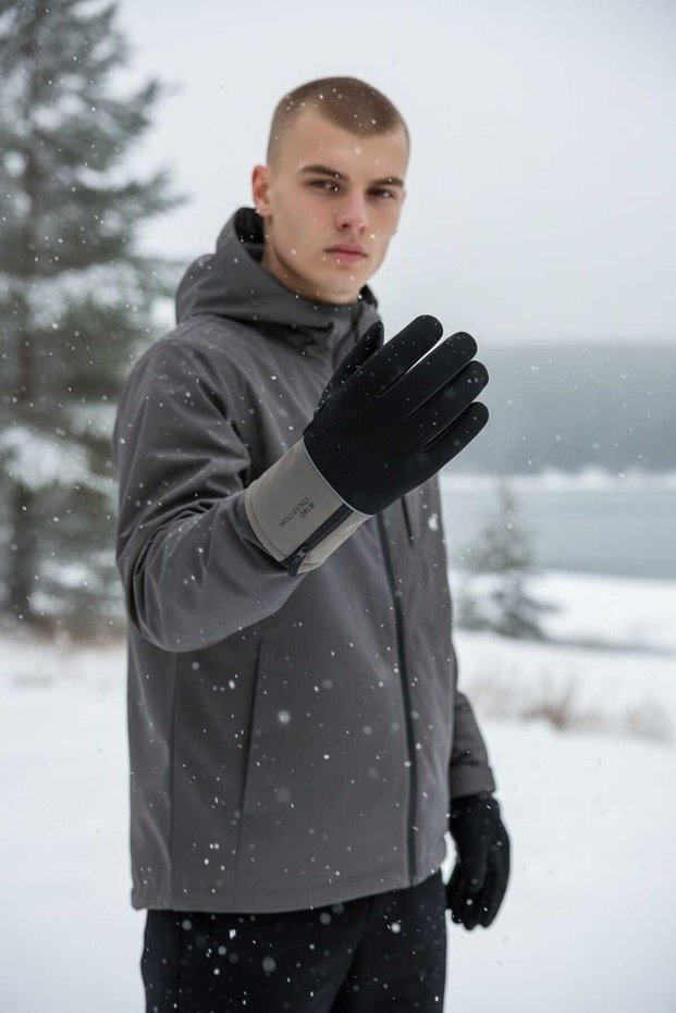 Parachute Fabric Touchscreen Plush Men's Gloves