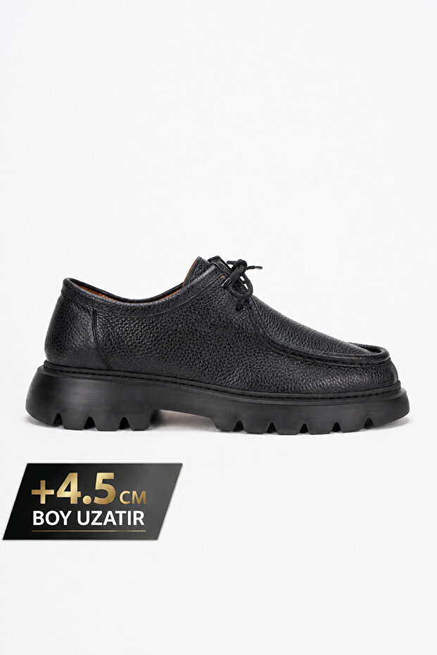 Genuine Leather Men's Casual Shoes +4.5 cm Height Increasing Thick Sole Daily Lace-Up Comfort Vicenza