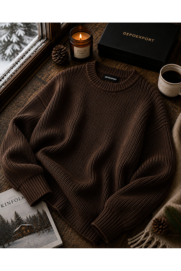 Women's Premium Oversize Crew Neck Soft Knit Sweater