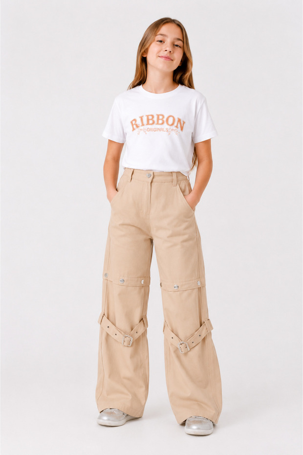 Girl's Convertible Pants Shorts with Snap Buttons 2 in 1 2568