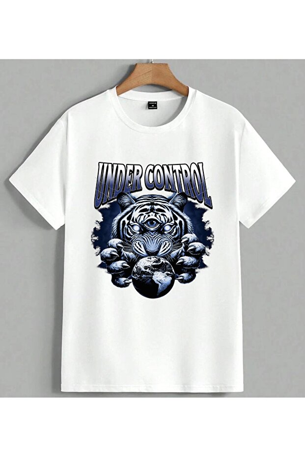 Under Control Kaplan Guclu Printed Unisex Oversize T-Shirt White