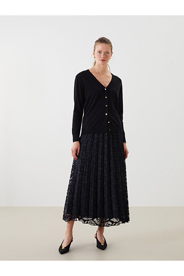 Original Elastic Waist Patterned Chiffon Women's Pleated Skirt