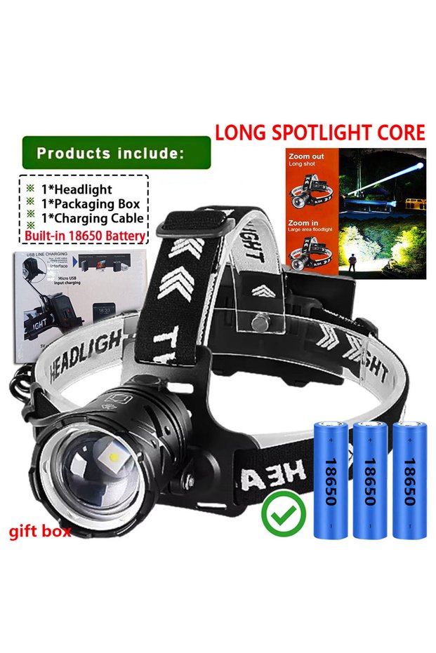 AX-3514 gift box KENSUN Wick Super Bright Headlight High Power Headlamp Strong Light Head Lamp USB R