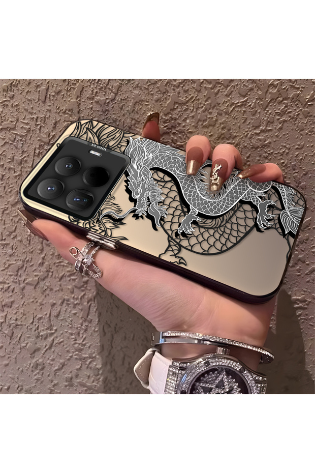 Mi 15t Pro Compatible High-Quality Chinese Style Black and White Dragon Printed Case
