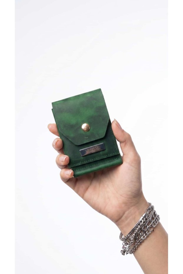 Beneton Green Crazy Leather Card Holder Wallet