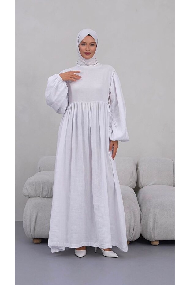 Side Tie Muslin Hijab Dress