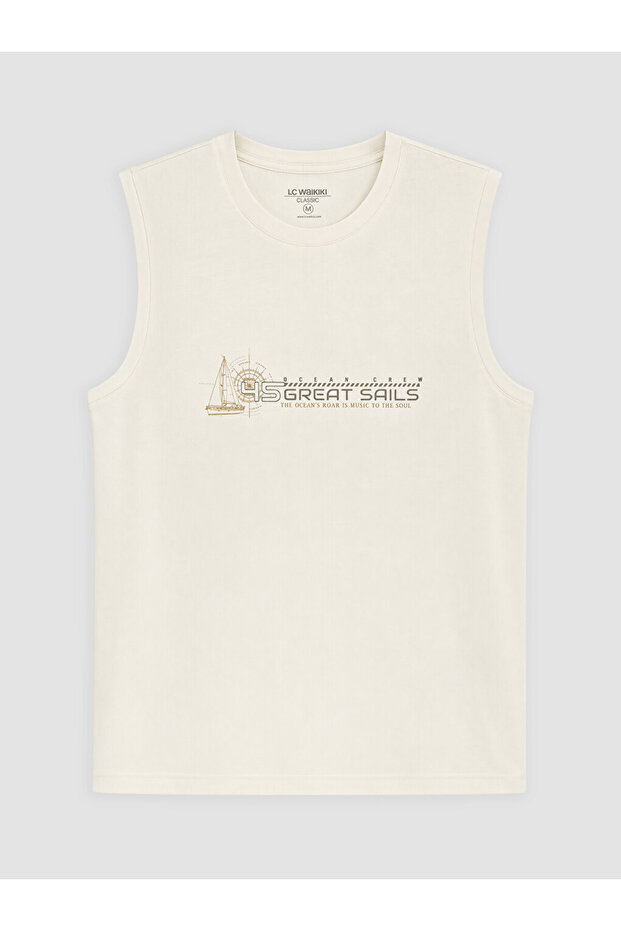 Rmz Gi̇yi̇m Farkiyla Zero Roba Collar Printed Men's Sleeveless T-Shirt
