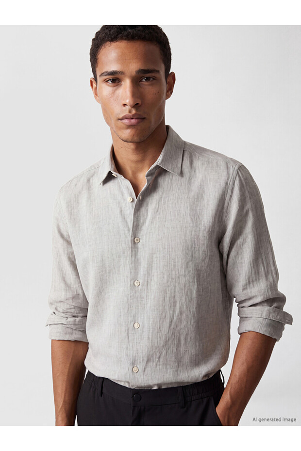 Özmarka New Season Brown Regular Fit Dobby Men's Shirt