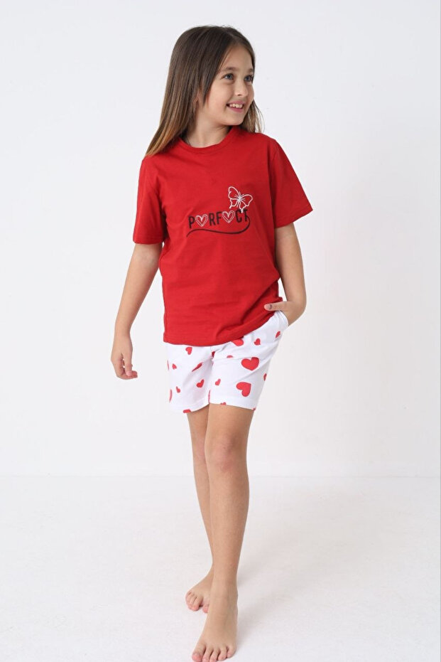 Patterned Comfortable Fit Girls' Shorts Pajama Set