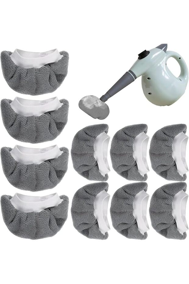 10-Piece Universal Steam Mop Mats Washable Cleaner Spares Reusable Cloth Covers for Bisse 11 Steam Shot Comfort PurSteam Gray