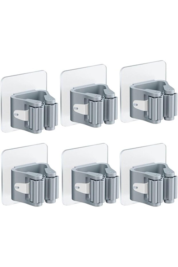 6-pack wall-mounted self-adhesive broom and mop holders, drill-free organizers for cabinets, kitchens, and garages