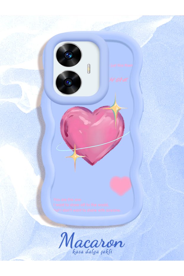 Realme C55 Compatible Silicone Phone Case with Sweet Pink Heart Motifs, Three Color Options Available