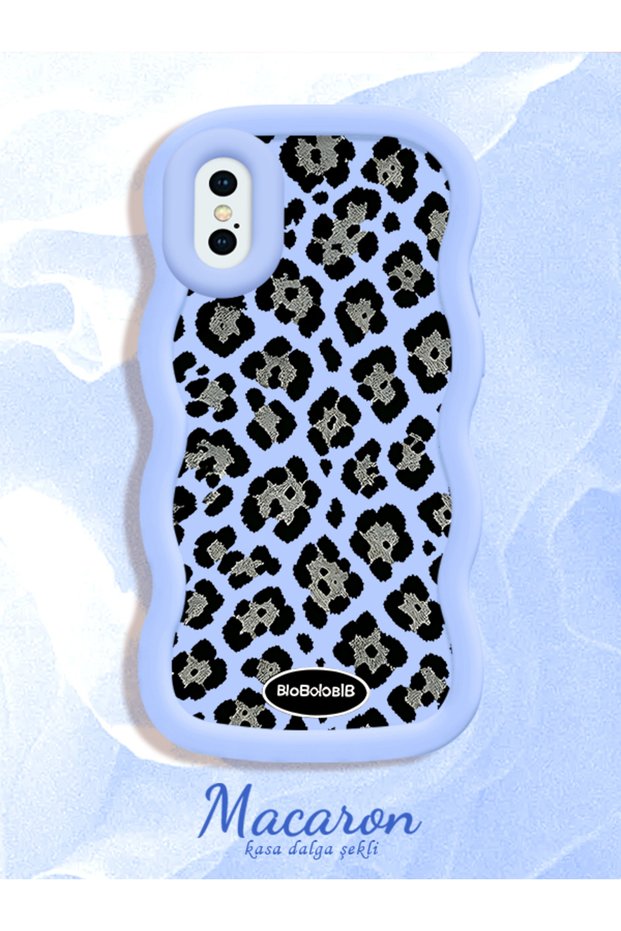 iPhone X/Xs Compatible Wavy Frame Leopard Print High Quality Silicone Phone Case