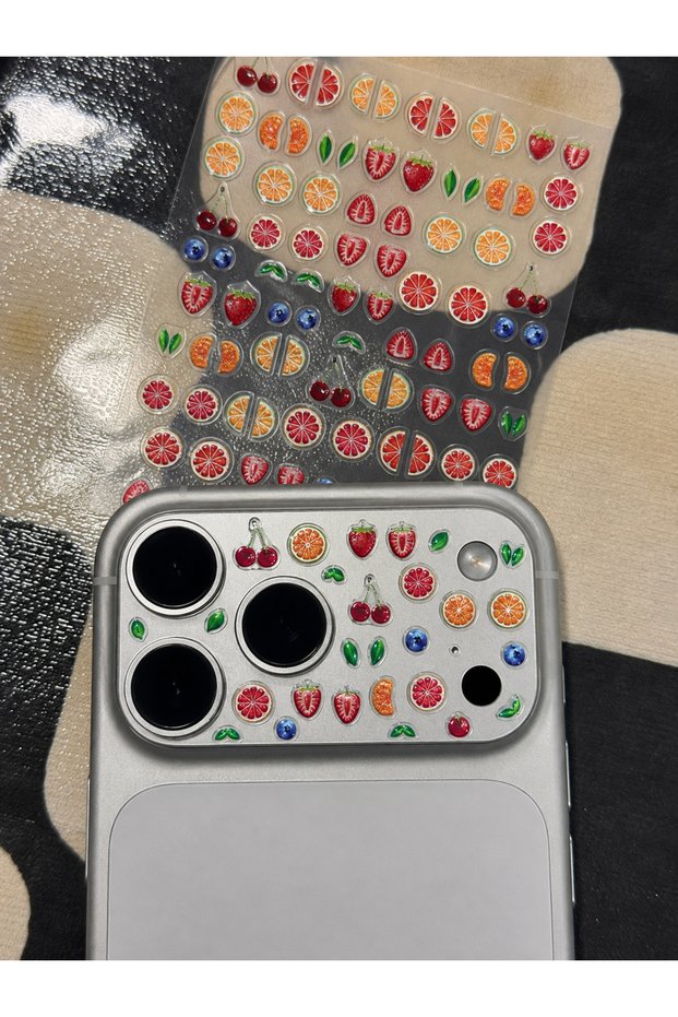 Phone Camera Sticker Fruits Embossed Tiny Adhesive Sticker (1 Tiny Sheet) (iPhone)
