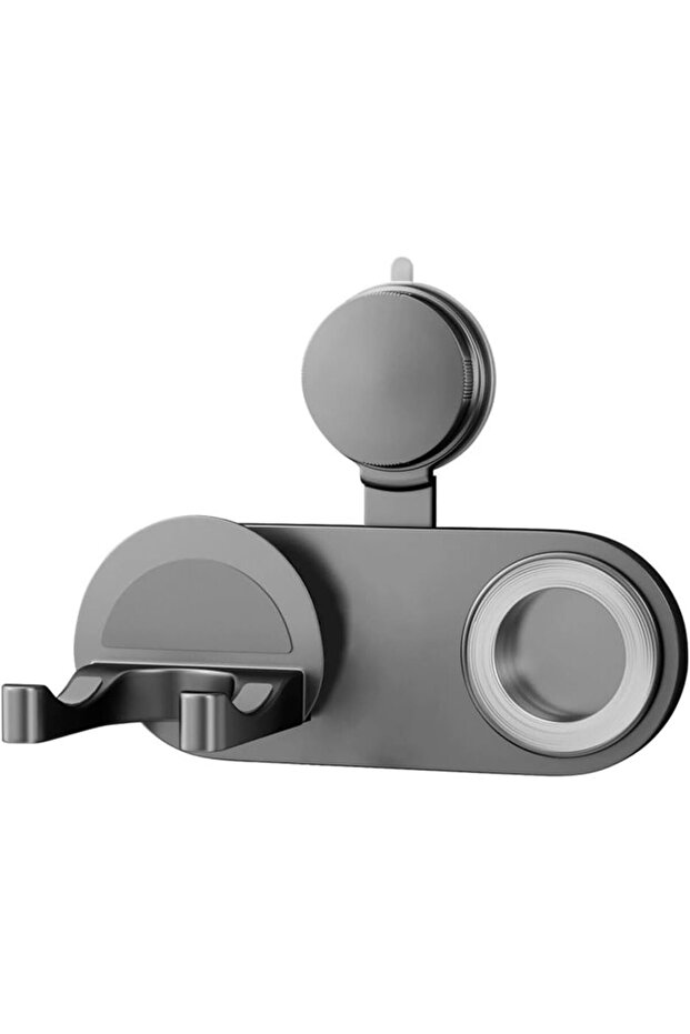 Suction cup hair dryer holder with cord storage - Gray