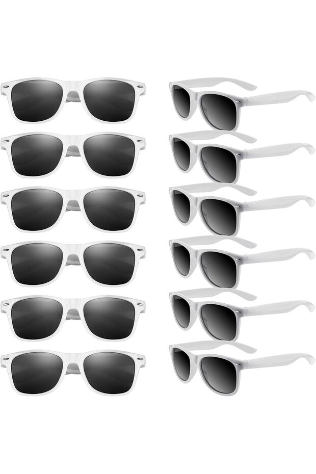 12-pack sunglasses for school parties, bulk sunglasses for birthday parties, beach and pool parties (white)