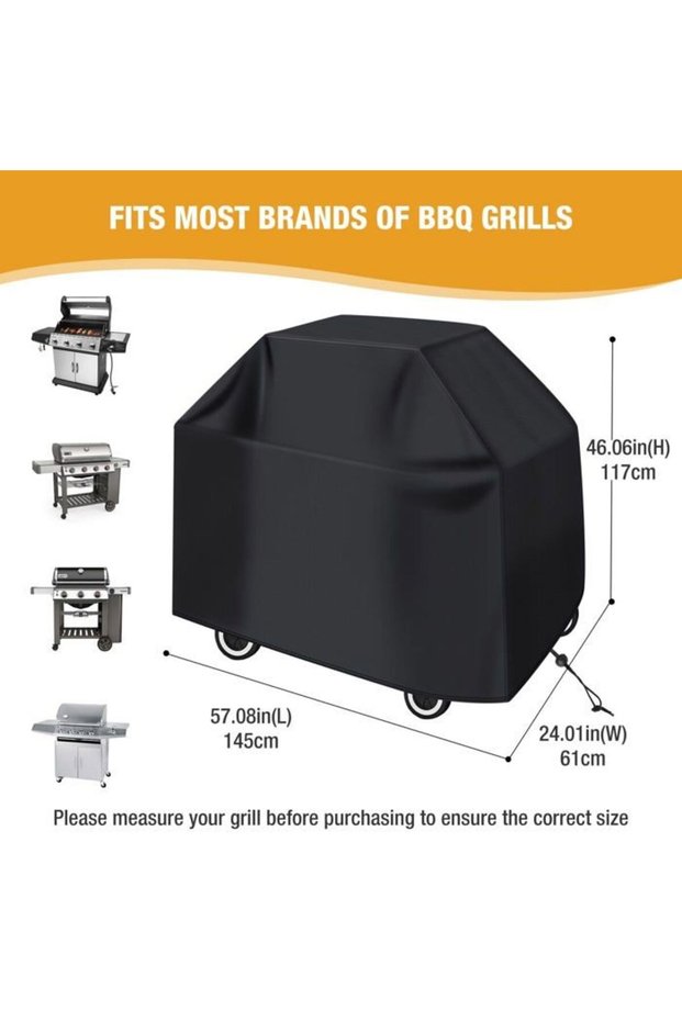 Barbecue cover, outdoor barbecue protective tarpaulin, waterproof grill pan cover, UV resistant, windproof (147x61x117 cm)