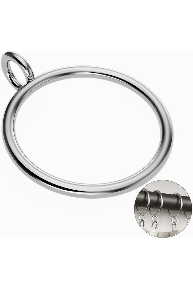 50 eyelet metal curtain rings, 1.5-inch inner diameter, for curtain rods, silver (fits curtain rods up to 1 1/4 inches in diameter).