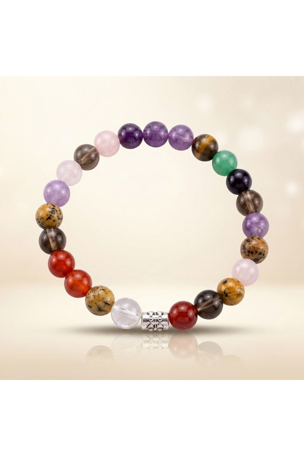 Chakra Natural Stone Bracelet – Colorful Natural Stone Design | Elastic Structure | Suitable for Daily Use