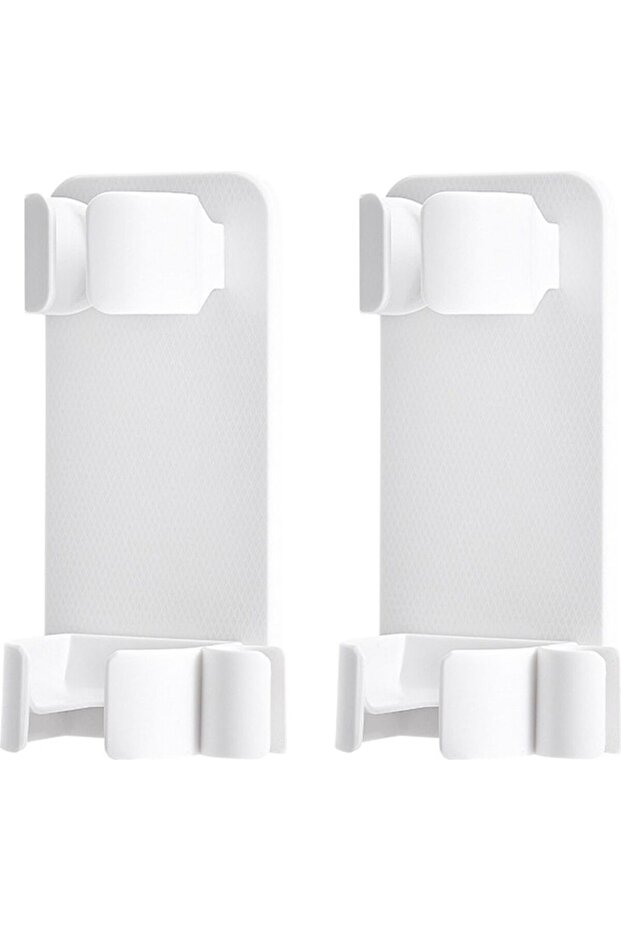 2-Piece Wall-Mounted Curling Iron & Hair Dryer Holder - No-Drill Adjustable Non-Slip Bathroom Stand