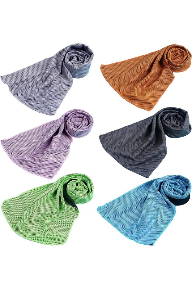 Pack of 6 cooling towels, 80x30cm, icy cool sports towels, quick-drying microfiber sports and fitness towels, suitable for yoga, running, golf.