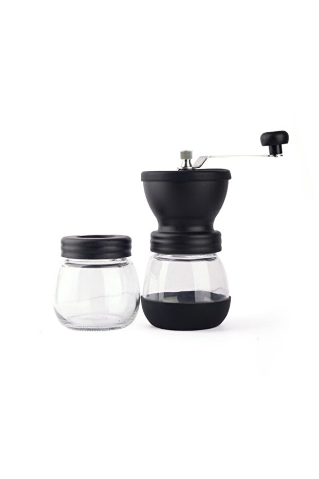 Manual coffee bean grinder with 2 glass jars, hand coffee grinder with ceramic burr, hand crank/handheld, small portable coffee grinders, for camping