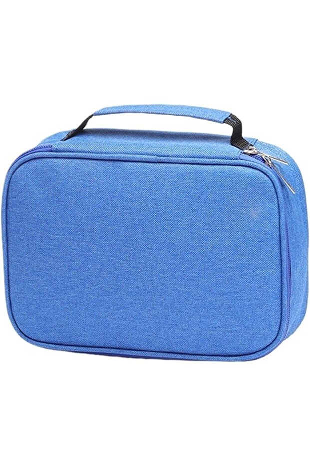 Waterproof pencil case, 72 colors, large capacity, sketching pencil stationery, student storage box (blue).