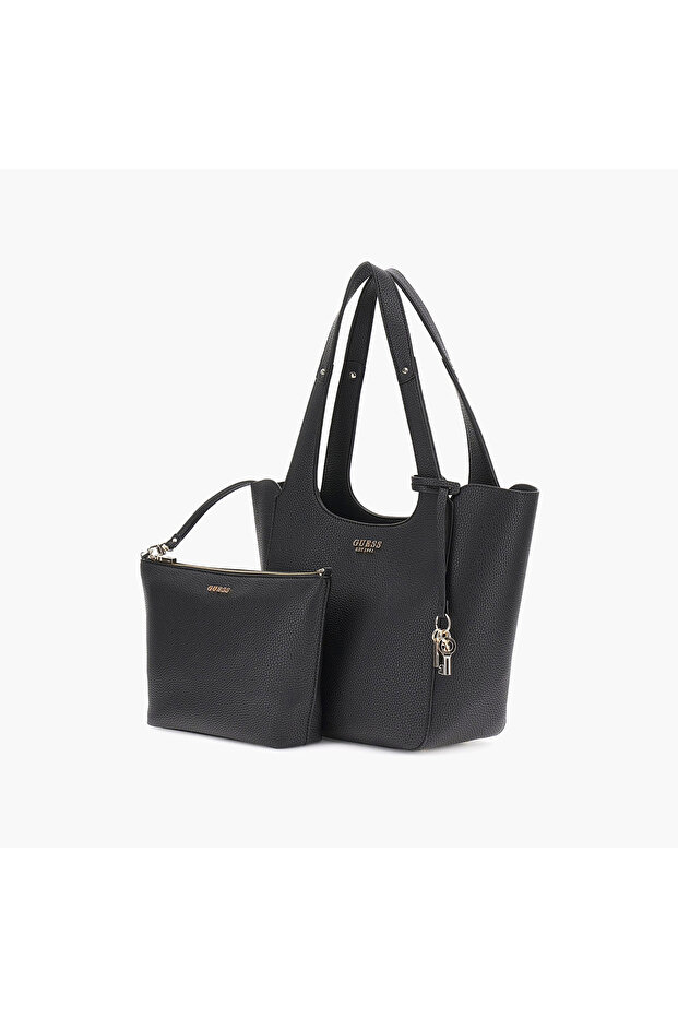 Calista Pebbled Texture Double Handle Tote Bag & Pouch with Magnetic Closure - 3