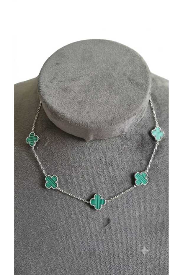 4 Leaf Clover Luck Double Sided Necklace 40Cm+5Cm