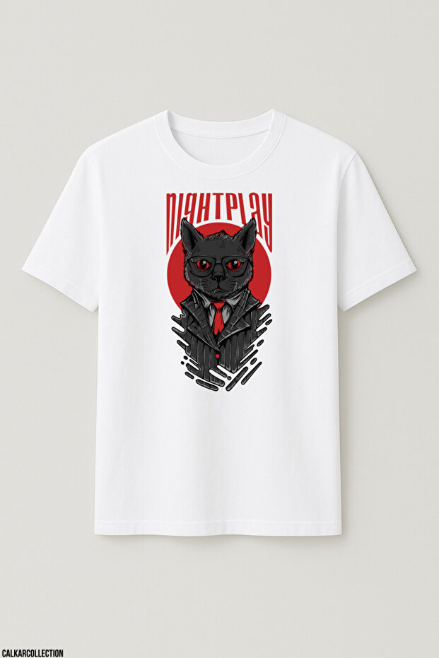 Unisex Oversize Nightplay Cat Tshirt