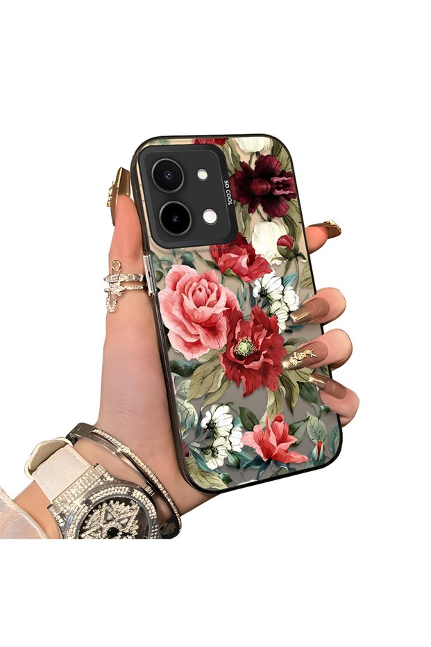 Vivo Y28 4g Compatible Hard Acrylic Back Silicone Edge Lens Protection Case