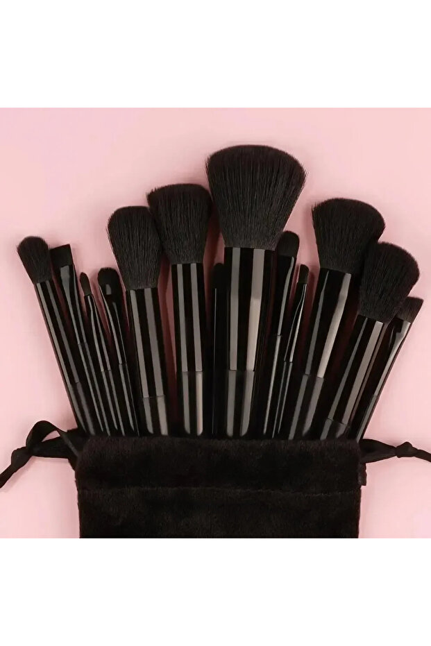 13pcs black1 Professional Makeup Brush Set - Soft Fluffy Kabuki & Blending Brushes for Foundation, P