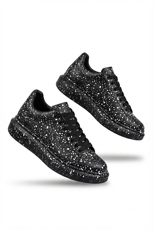 Zrk-Xb500 High Quality Black Silver Lace-Up Men's Sneaker