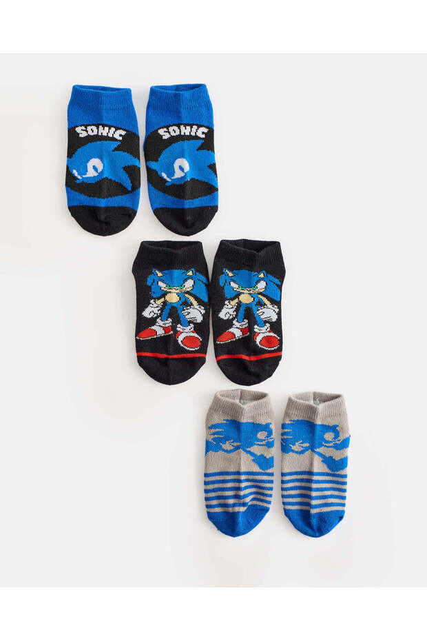 Boys Assorted Sonic Ankle Length Socks 3 Pairs