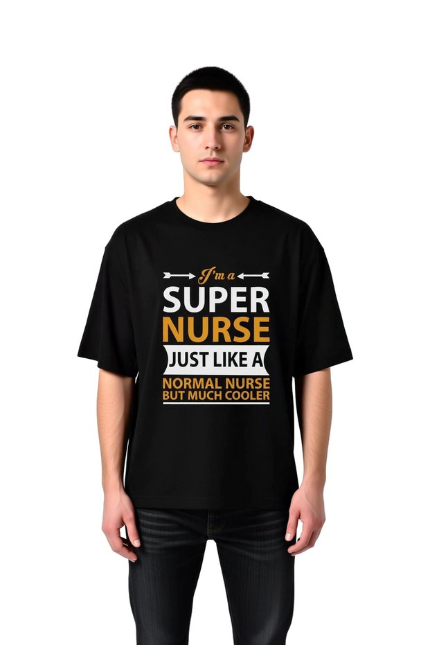 Men's Oversize Nurse Occupation Printed T-Shirt Humorous Graphic Pattern Short Sleeve Relaxed Fit Casual Modern