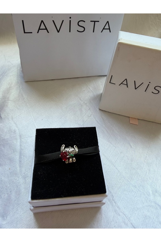Rose Murano Glass and Stichh Silver Charm