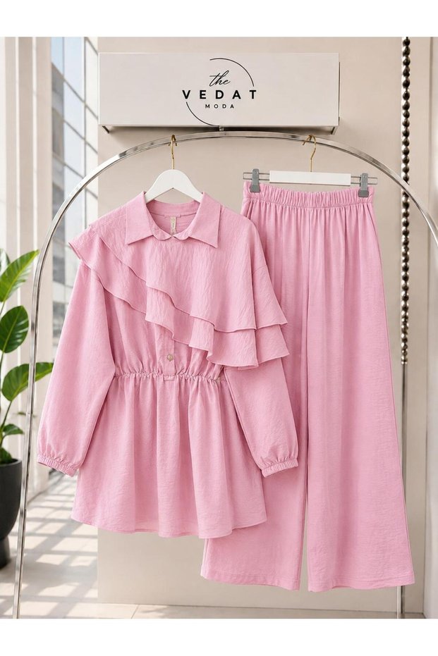 Women's Layered Cape Detailed Pants Set -Tbl0650