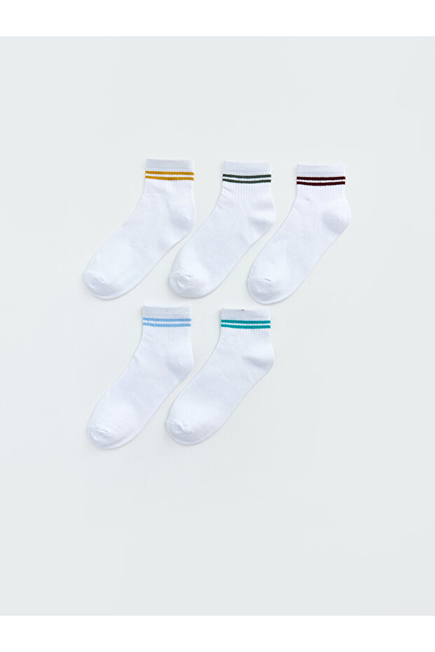 Two Mt Shop Quality Lcw Dream Ecru Striped 5-Piece Pack Women's Socks