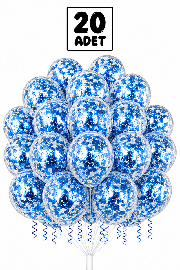 Blue Sequin Balloon Bundle 20 Pieces