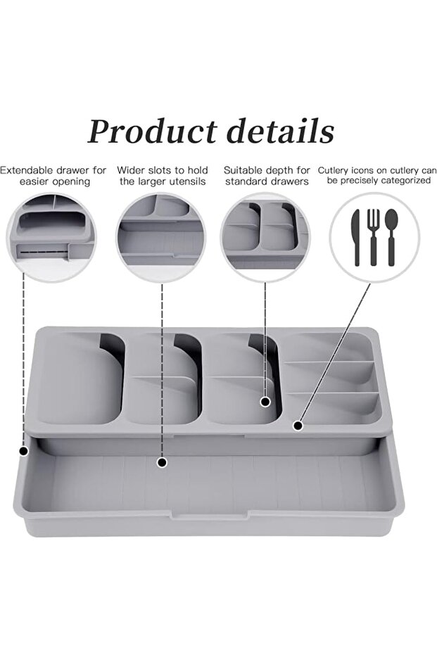 Kitchen Drawer Organizer, Expandable Silverware Organizer Storage Tray, Adjustable Cutlery T
