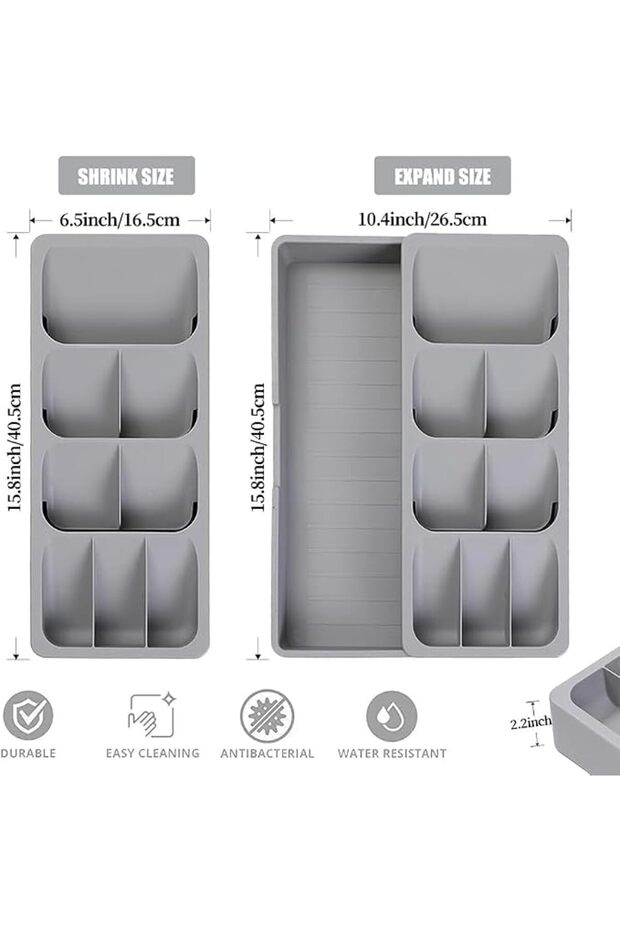 Kitchen Drawer Organizer, Expandable Silverware Organizer Storage Tray, Kitchen Drawer Holding Flatw