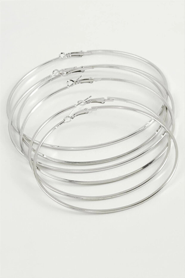 Plain Metal Hoop Earrings 6 Pieces