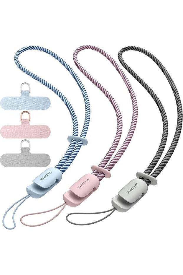 3 Pack Phone Strap with CellPhone Tether Tab, Phone Lanyard, CellPhone Wrist Strap with 2-Col