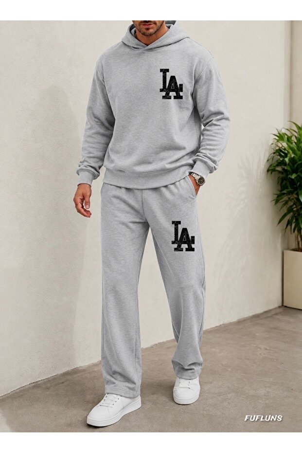 La Printed Men's Hooded Tracksuit Set