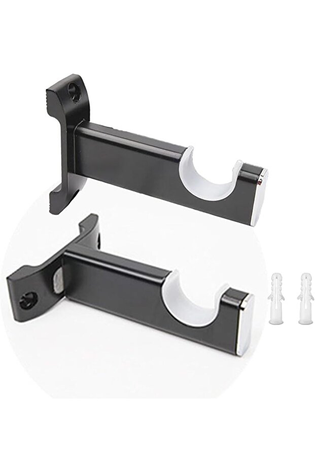2 PCS Curtain Rod Holders Bracket, Rotatable Mount Curtain Rod Brackets for Wall, Adjustable Hardwar