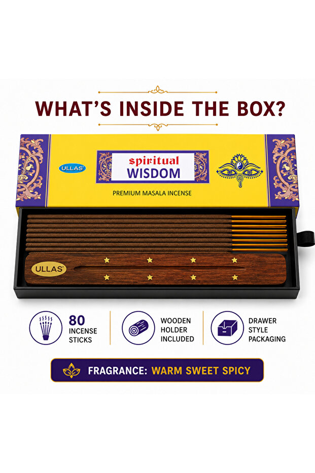 Spiritual Wisdom 80 Incense Sticks + Stick Holder