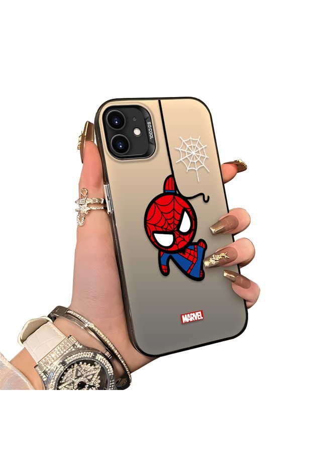 iPhone 12 Pro Compatible Silicone Edge Hard Back Case Couple Phone Case Spider Man Patterned