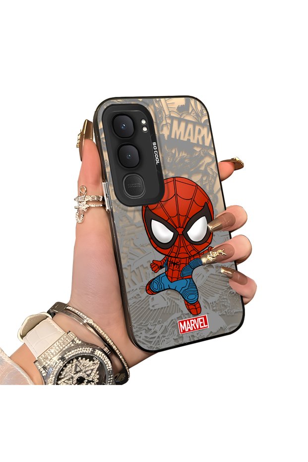 Vivo Y31 5g Compatible Spider Man Patterned Silicone Edge Hard Back Case Couple Phone Case