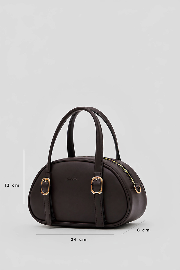 Buckle Oval Cut Trendy Model Women's Crossbody Bag with Hand and Shoulder Strap